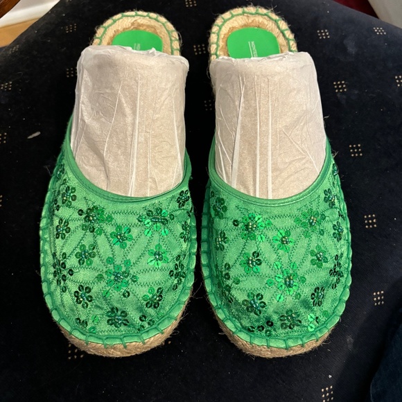 Green Sequin mules sz 9.5 - Picture 1 of 5